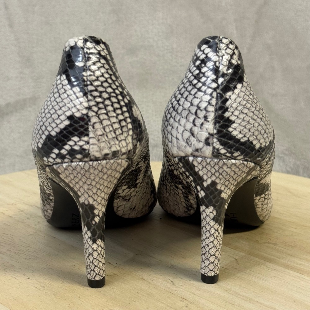 Naturalizer Anna Snakeskin Pointed Toe Pumps Black White Leather Heels Size 6M - Picture 4 of 16
